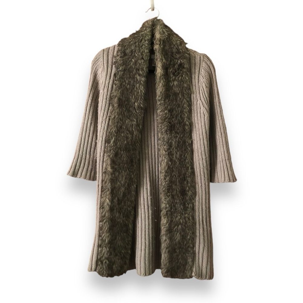 Kenar Faux Fur Wool Blend Penny Lane Longline Cardigan Size Large Retro Y2K